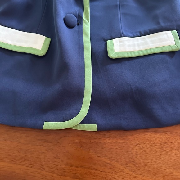 Anthropologie by Maeve Navy and Cream Blazer with Green Accents - Picture 10 of 10